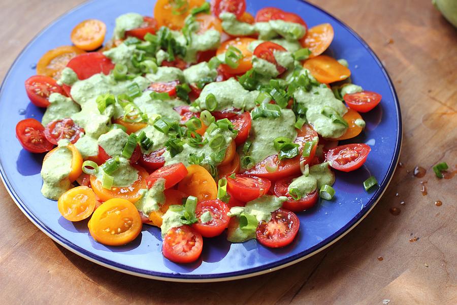 Tomato salad with feta dressing