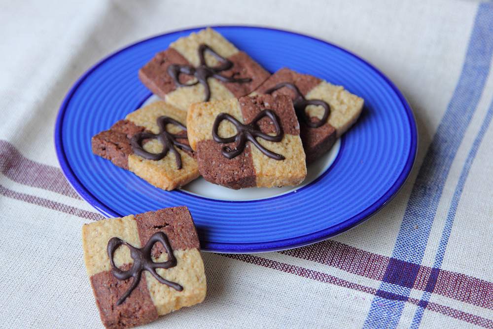 Peanut butter and mocha checkerboards