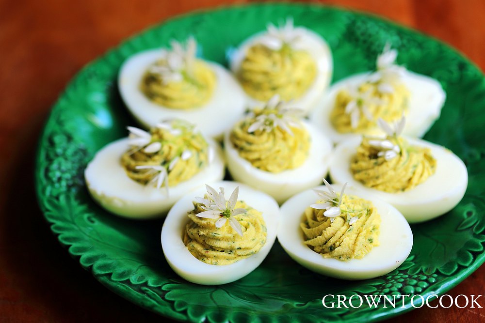 wild garlic deviled eggs