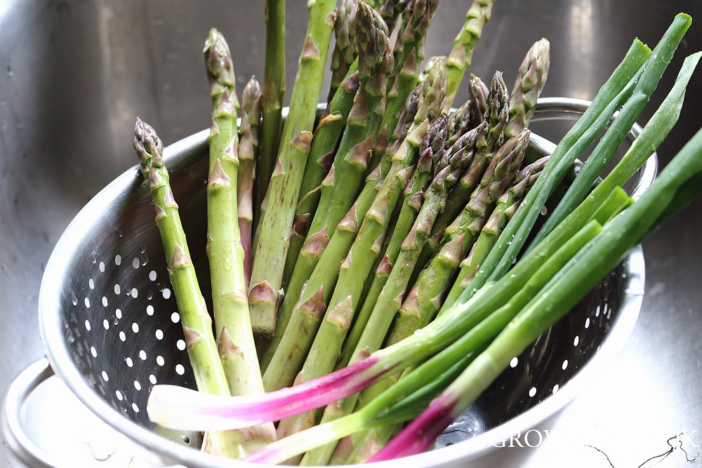 Asparagus and spring onions