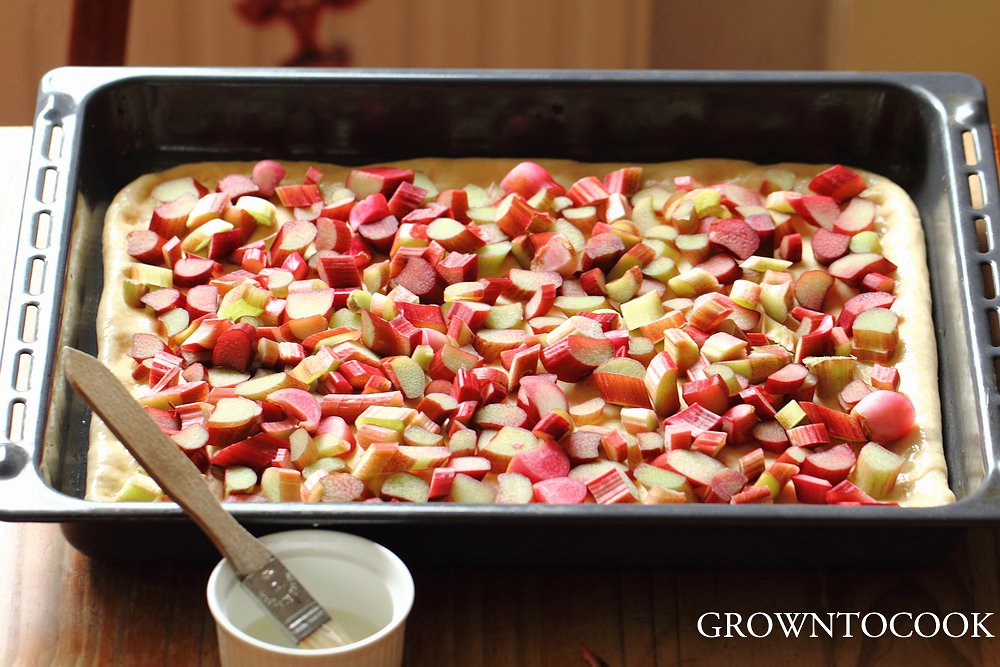 topping with rhubarb