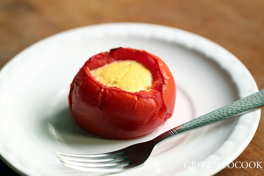 baked tomato with ricotta custard