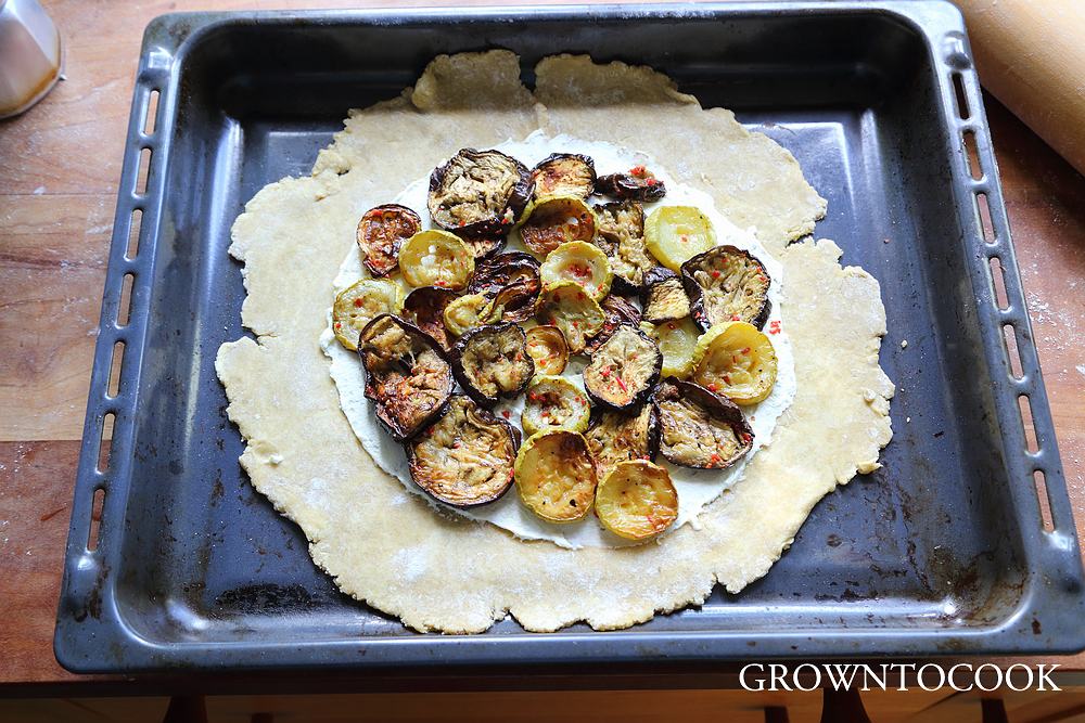 galette with goat cheese and roasted vegetables