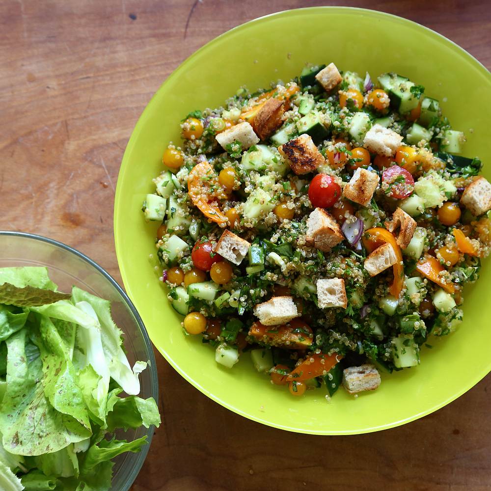 quinoa and sourdough salad