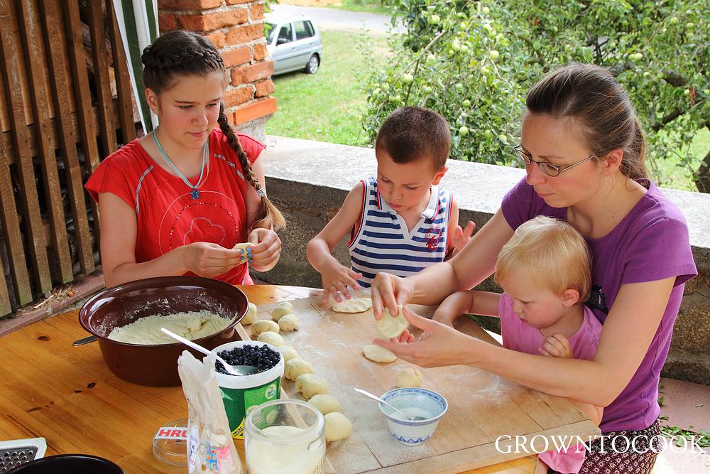 making blueberry dumplings