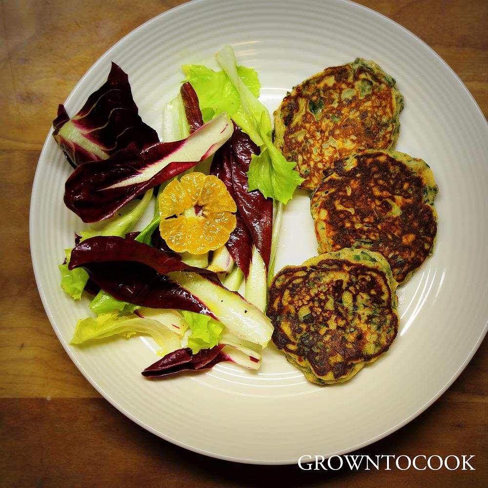 chard, ricotta and saffron cakes