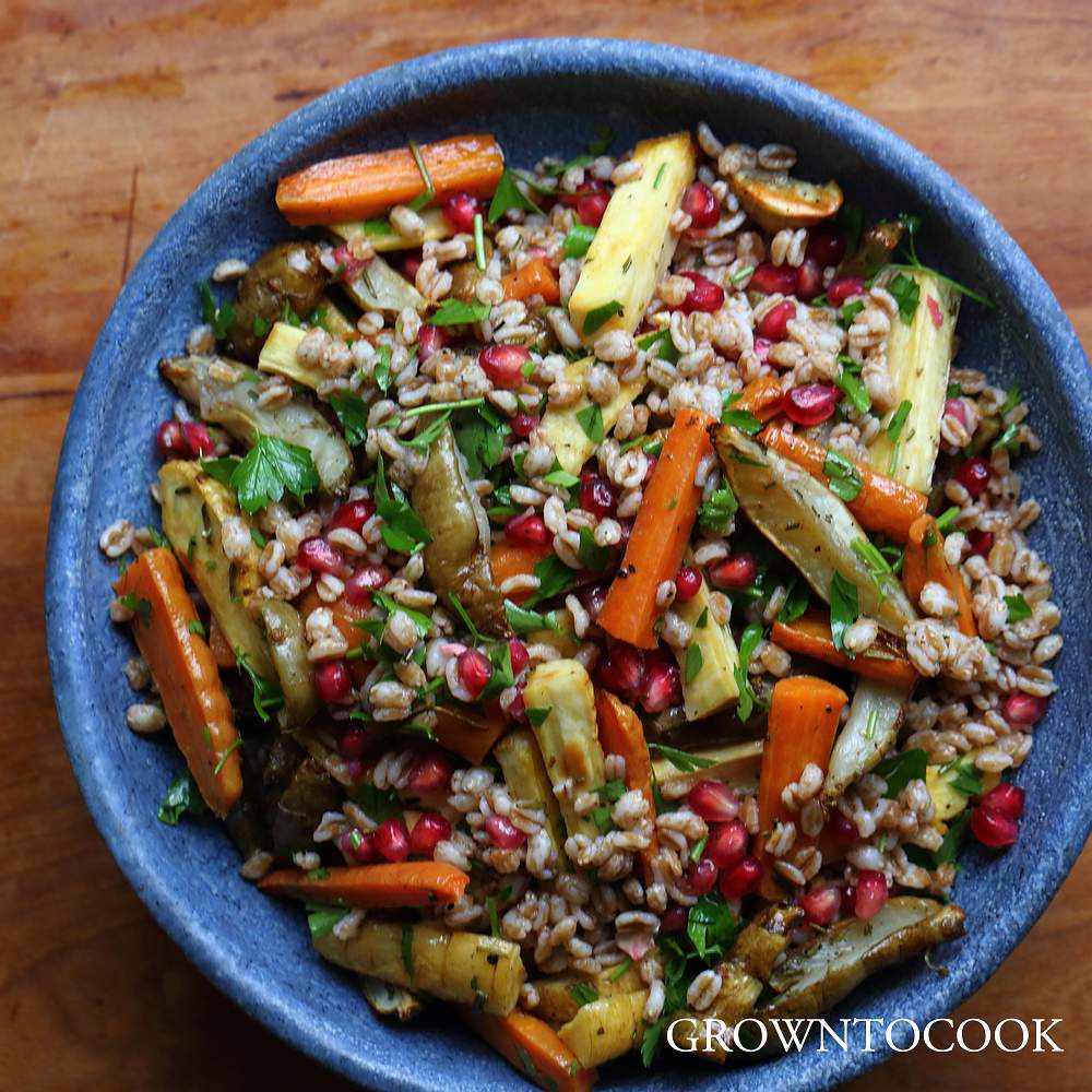 farro salad with roasted root vegetables