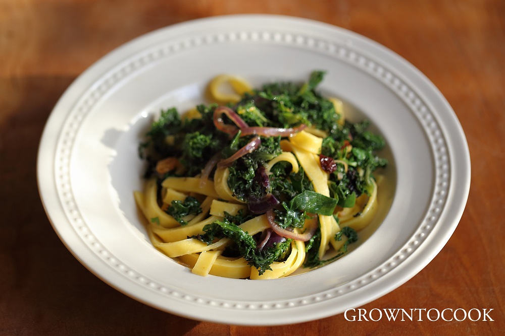 tagliatelle with greens and brown butter
