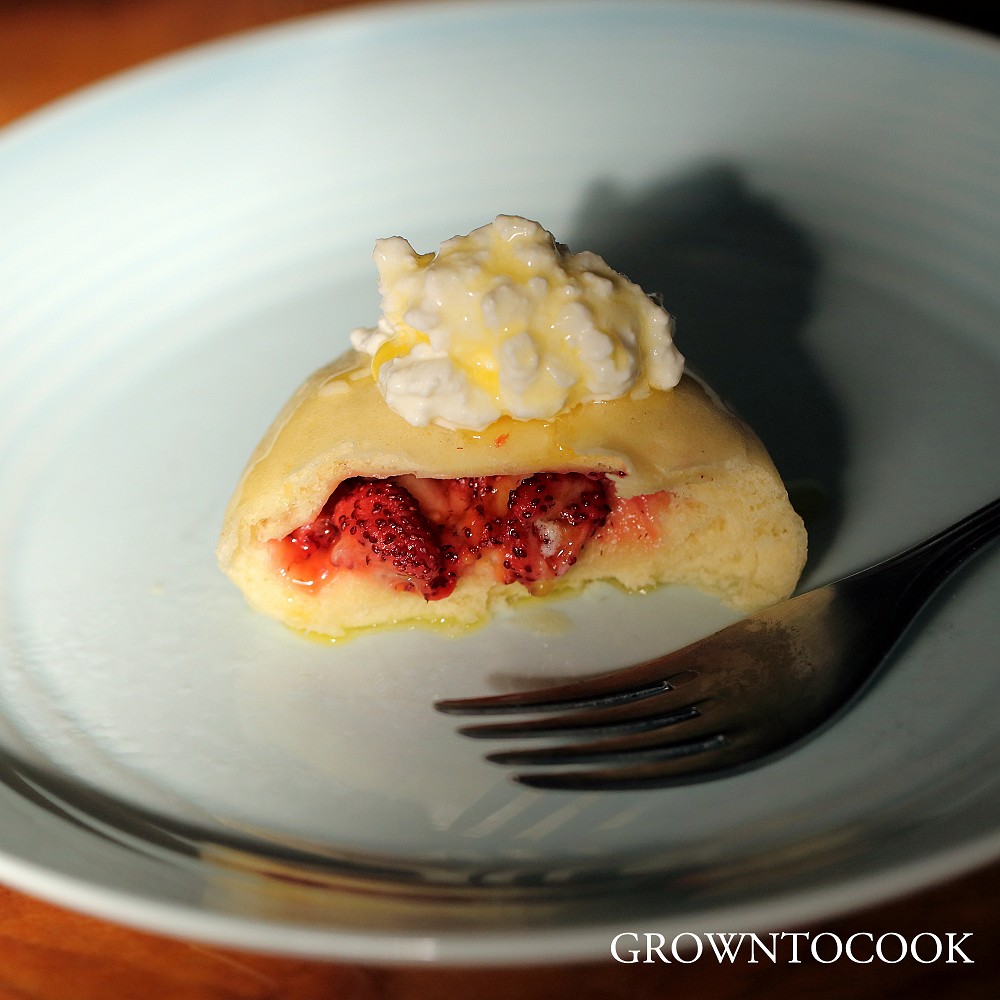 fruit filled dumplings with wild strawberries