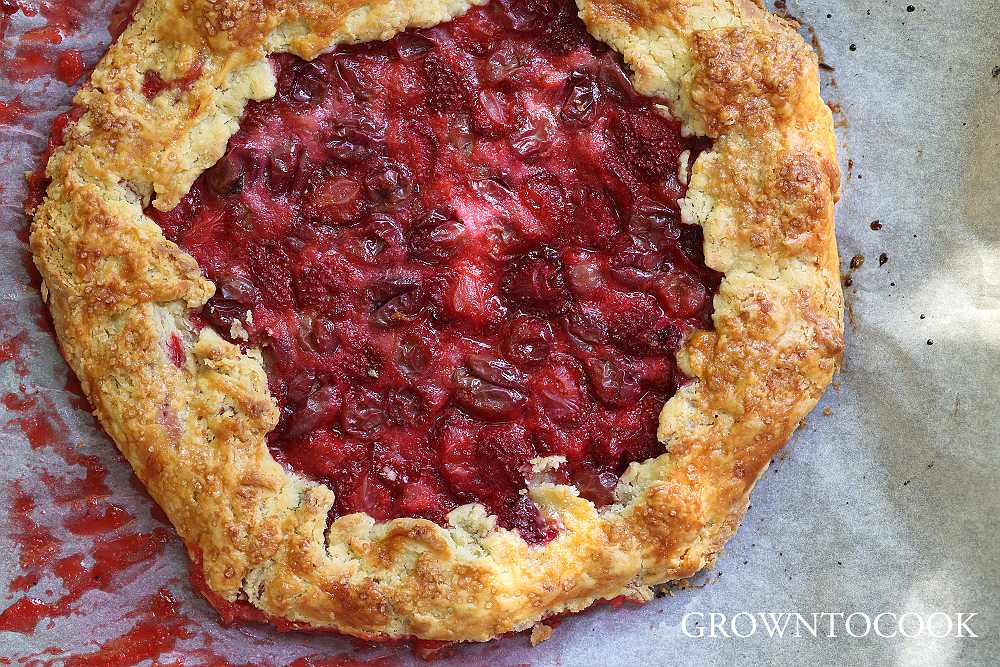 gooseberry and strawberry galette