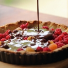 Soft chocolate and raspberry tart