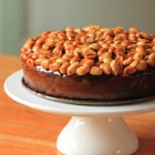 Caramel-peanut-topped brownie cake