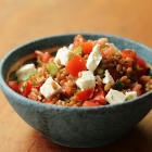 Spelt salad with tomatoes, feta and dill