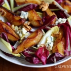 Radicchio and chicory with pan-roasted pears