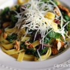 Tagliatelle with chard, kale, currants, walnuts and brown butter